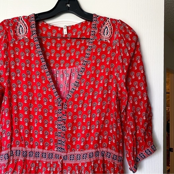 Spell Dress Gypsiana Hi-Low Maxi Tassels Floral Asymmetric Red Bandana S FLAW - Picture 8 of 15